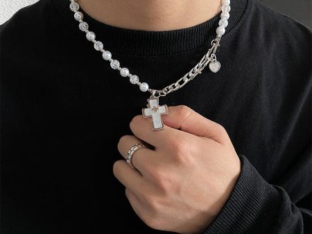 Cross Pearl Necklace on Sale