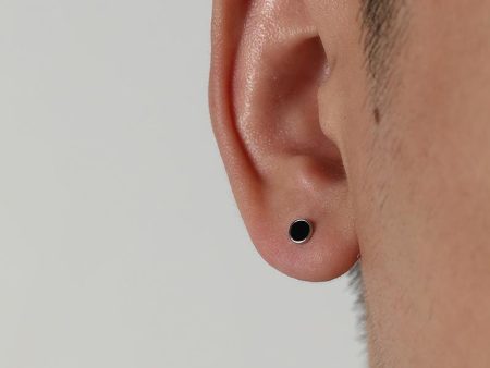 Black Round Ear Studs on Sale