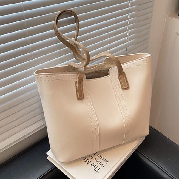 Large-Capacity Faux Leather Tote on Sale