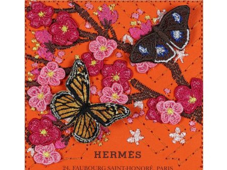 Petite Orange Hermes Cherry Blossom Butterflies (SWP45) For Discount