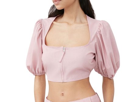 Ganni - Blouse Chinée Drapée  Courte À Fermeture Éclaire on Sale