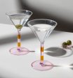 Striped Martini Glasses - Set of 2 - Pink Amber on Sale