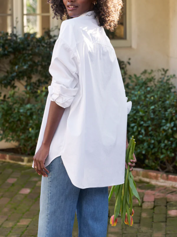 Victoria Collarless Button Down-TXW White Bib Online Hot Sale