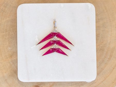 Pink Jade Tiered Arrow Pendant (y10374B) on Sale