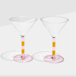 Striped Martini Glasses - Set of 2 - Pink Amber on Sale