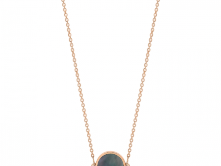 Mini Ever Black Mother of Pearl Disc Necklace For Sale