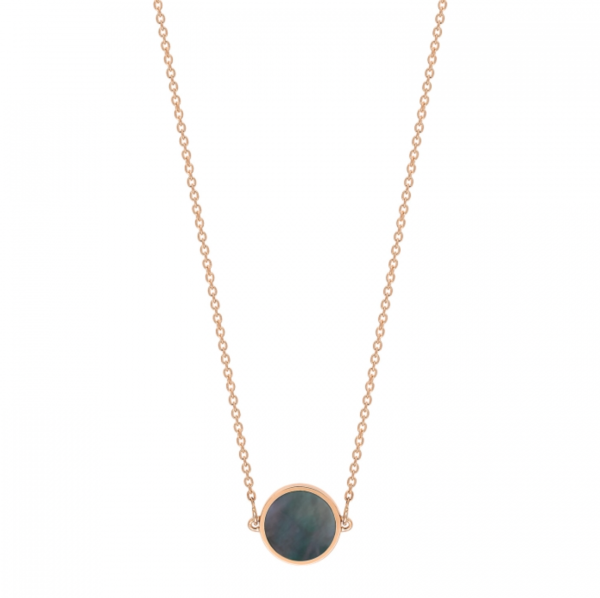 Mini Ever Black Mother of Pearl Disc Necklace For Sale