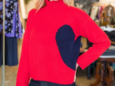 Lucy Imperfect Heart Sweater - Cherri Red Cheap