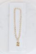 Round Chain Link Necklace w  Pave Diamond Clasp (y10432b) For Sale