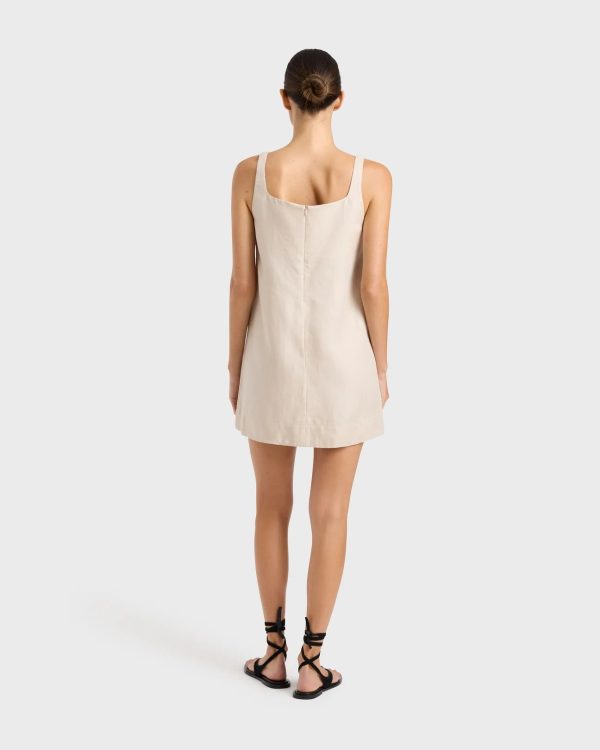 Delphi A-line Mini Dress in Sand Discount