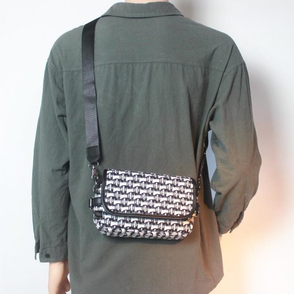 White Plaid Chest Bag Discount