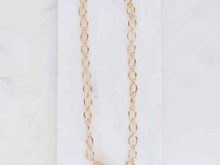 Round Chain Link Necklace w  Pave Diamond Clasp (y10432b) For Sale