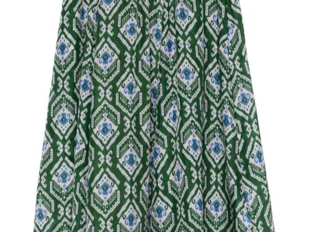 Wylie Swing Skirt in Green Blue Ikat Online now