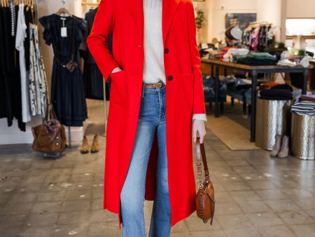 Long Boxy Coat - Red Hot on Sale