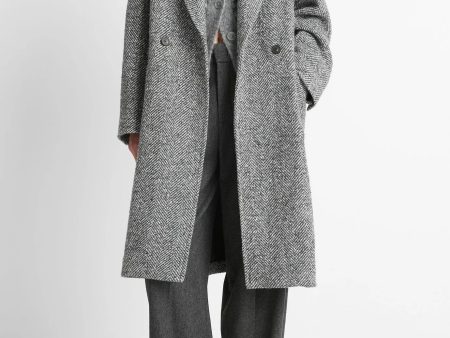 Vince - Herringbone Double Breasted Coat For Sale