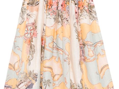 Tallow Midi Skirt in Nautical Map For Discount