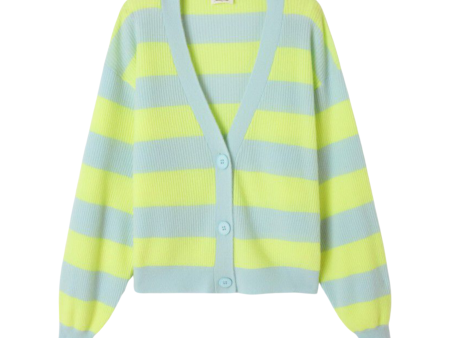 Raxow 19 Cardigan - Jaune Fluo Raye Crystal on Sale