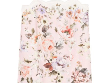 Acacia Scallop Mini Dress in Pink Floral For Sale