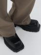 Black Square Toe Leather Shoes on Sale