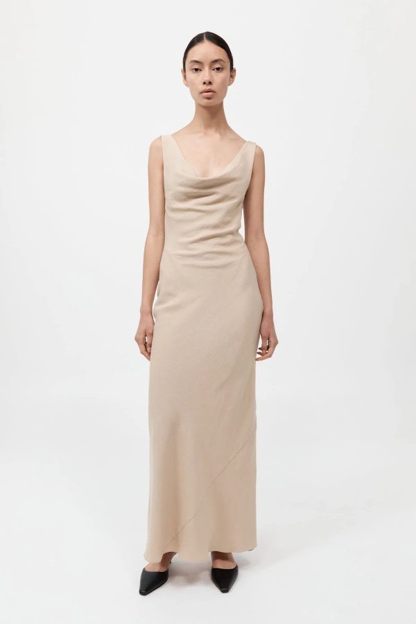 Double Drape Dress in Dune For Cheap