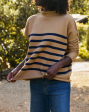 Monterey Sweater-Camel and Navy Stripe For Cheap