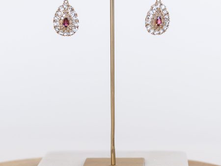 Aquamarine and Ruby Small Drop Earrings (y10325B) For Sale