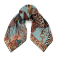 90x90 Medium Silk Scarf-The Fool-Leopard with Dogs-Green Online