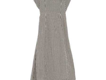 Amelia Square Neck Dress in Black & Cream Gingham For Discount