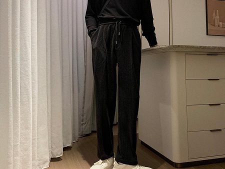 Pleated Corduroy Drawstring Winter Pants Online Hot Sale