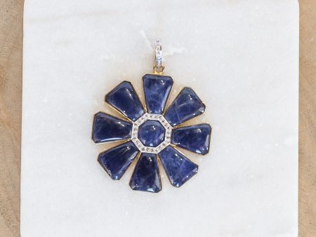 Lapis Flower Pendant (y10375B) Cheap