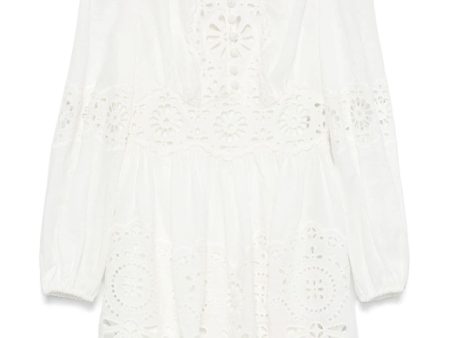 Acacia Broderie Mini Dress in Ivory Online Hot Sale