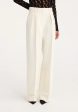 High-waisted Pleated Wide Leg Trousers in Off White For Discount