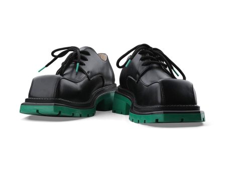 Black Square Toe Leather Shoes on Sale