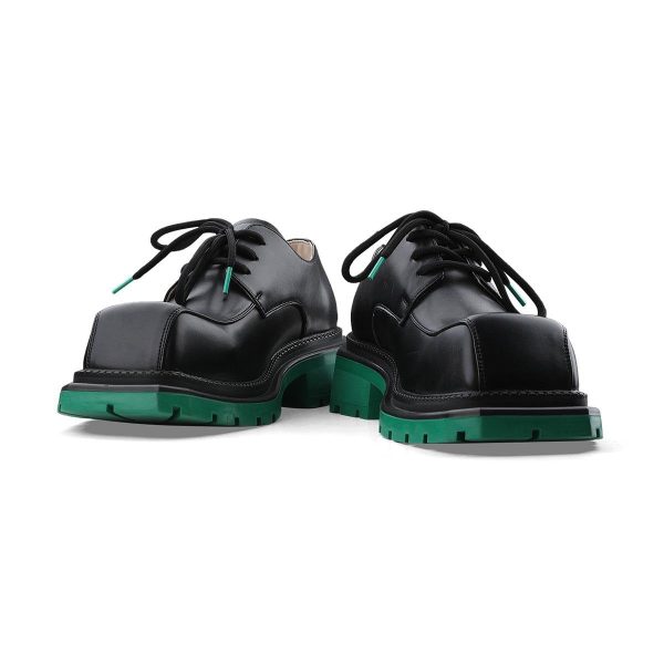 Black Square Toe Leather Shoes on Sale