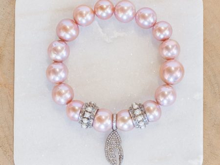 Pink Edison Pearl Bracelet with Lobster Claw (y10107B) Sale