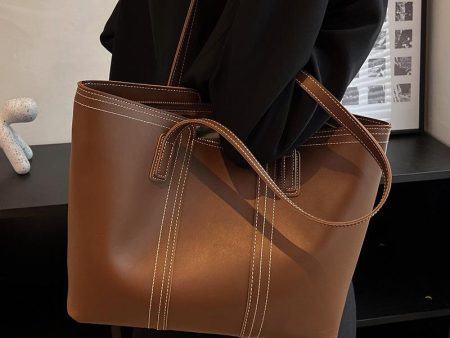 Large-Capacity Faux Leather Tote on Sale