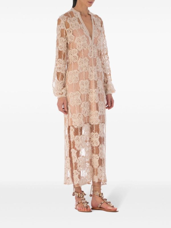 Mayfair Floral-Appliqué Tunic Dress in Beige Sale