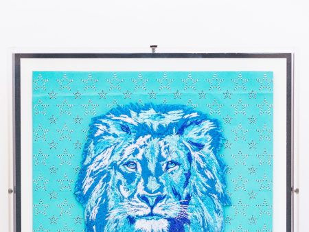 Medium Blue Tiffany Lion (SWM9) For Discount