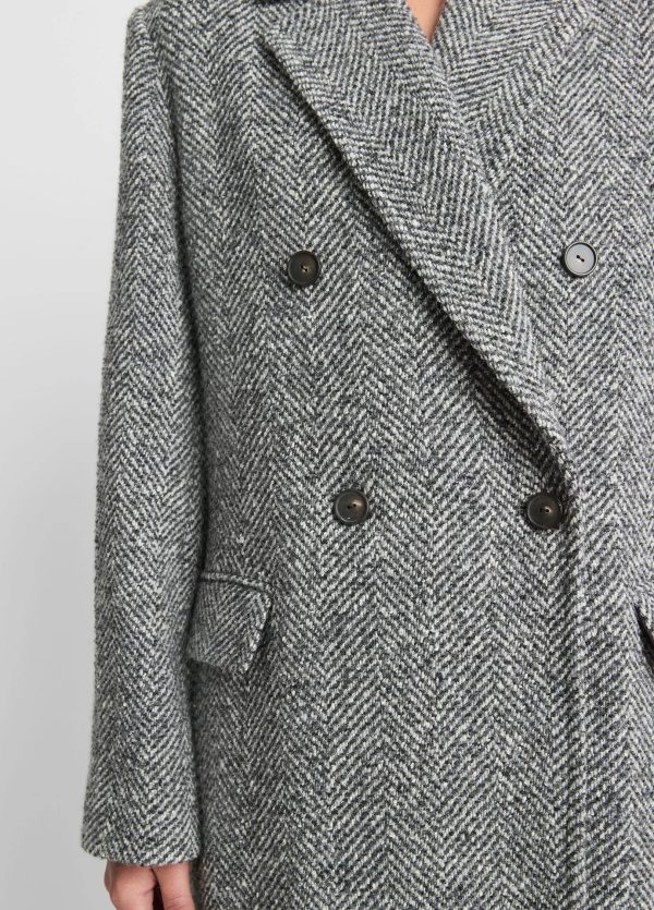 Vince - Herringbone Double Breasted Coat For Sale