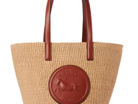 Large Horse Medal Basket Bag in Sepia Brown on Sale