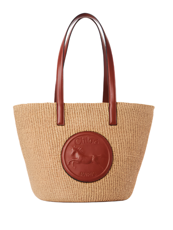 Large Horse Medal Basket Bag in Sepia Brown on Sale