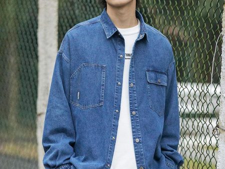 Lapel Long-sleeved Denim Shirt Sale