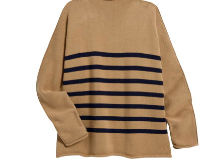 Monterey Sweater-Camel and Navy Stripe For Cheap