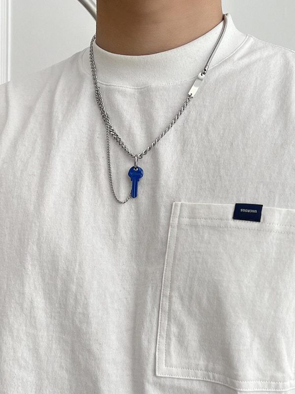 Blue Key Pendant Necklace Online Hot Sale