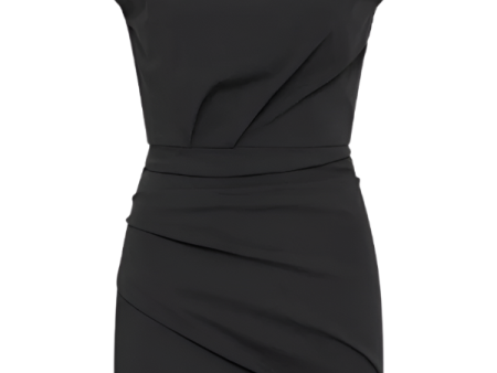 Bateau Tuck Mini Dress in Black Supply