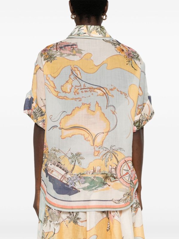 Tallow Relaxed Shirt in Nautical Map For Cheap