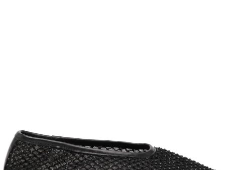 Alba Ballet Flat in Black Crystal Mesh Sale