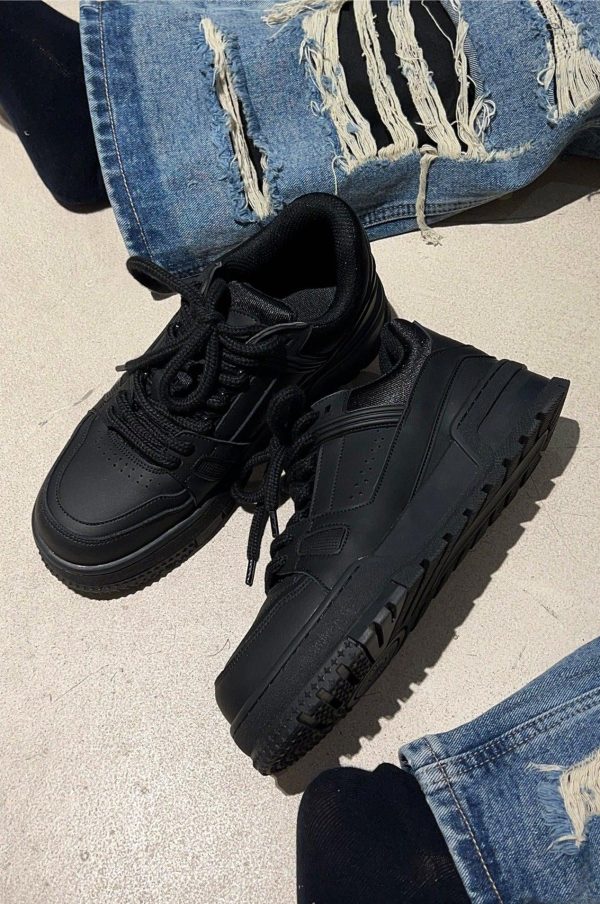 Black Lace-Up Sneakers Online