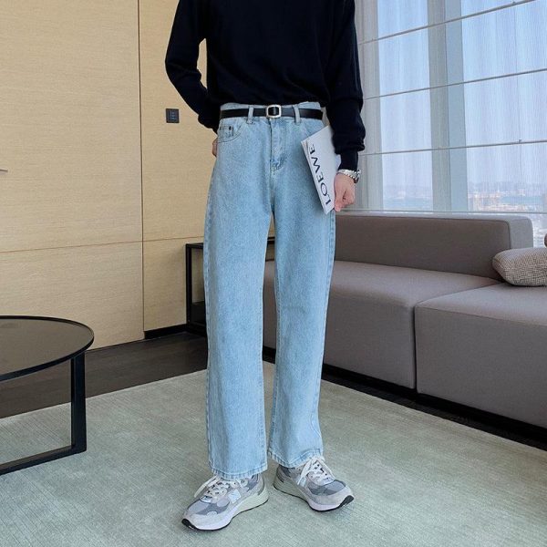 Straight-leg Blue Jeans Fashion