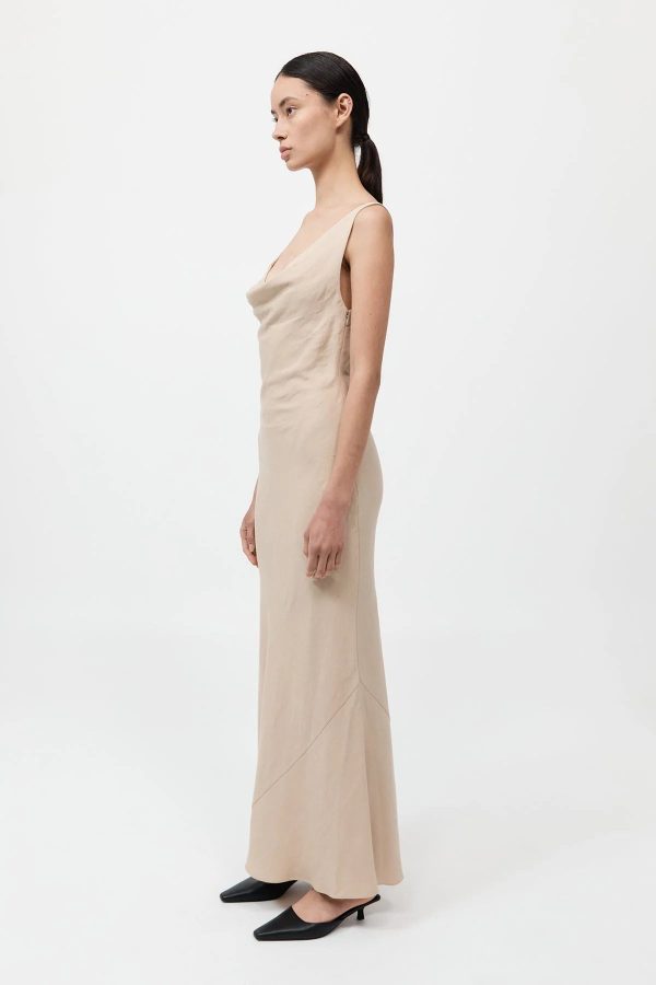 Double Drape Dress in Dune For Cheap